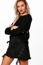 Boohoo Sadie Eyelet Lace Up Jumper
