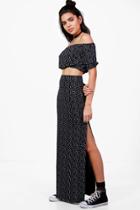 Boohoo Brea Star Off Shoulder Crop & Maxi Skirt Co-ord Black