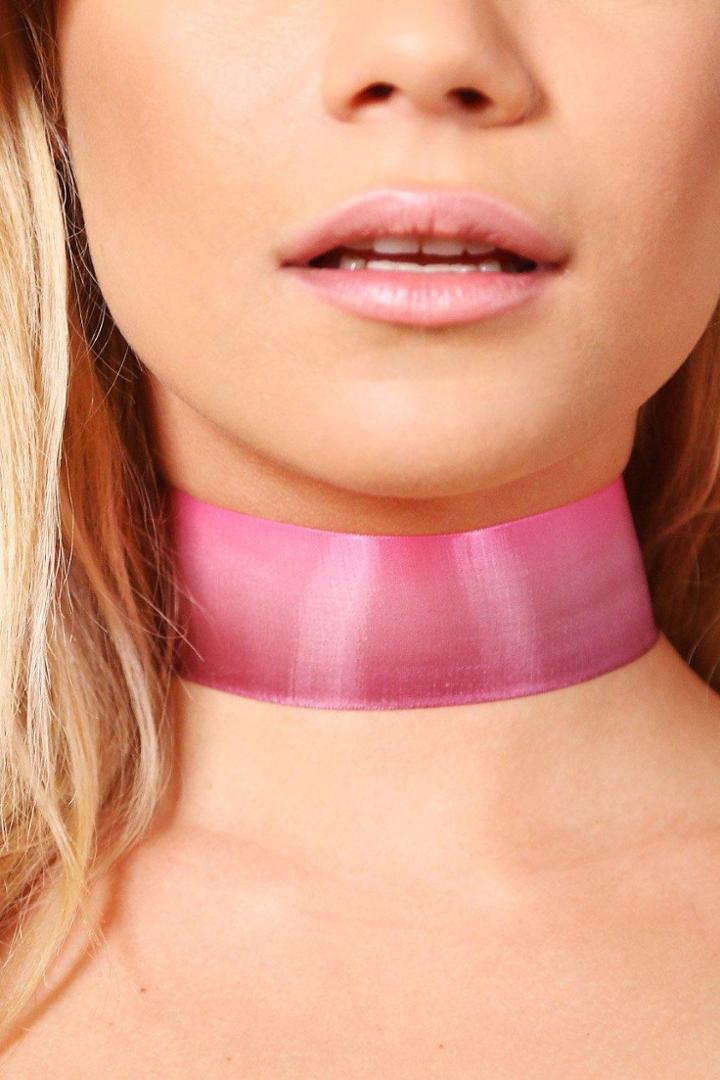 Boohoo Abbie Organza Wide Choker Pink