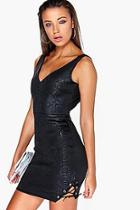 Boohoo Bryony Eyelet Side Tie Mini Dress