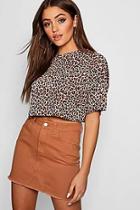 Boohoo Boxy Leopard Print Crop Top