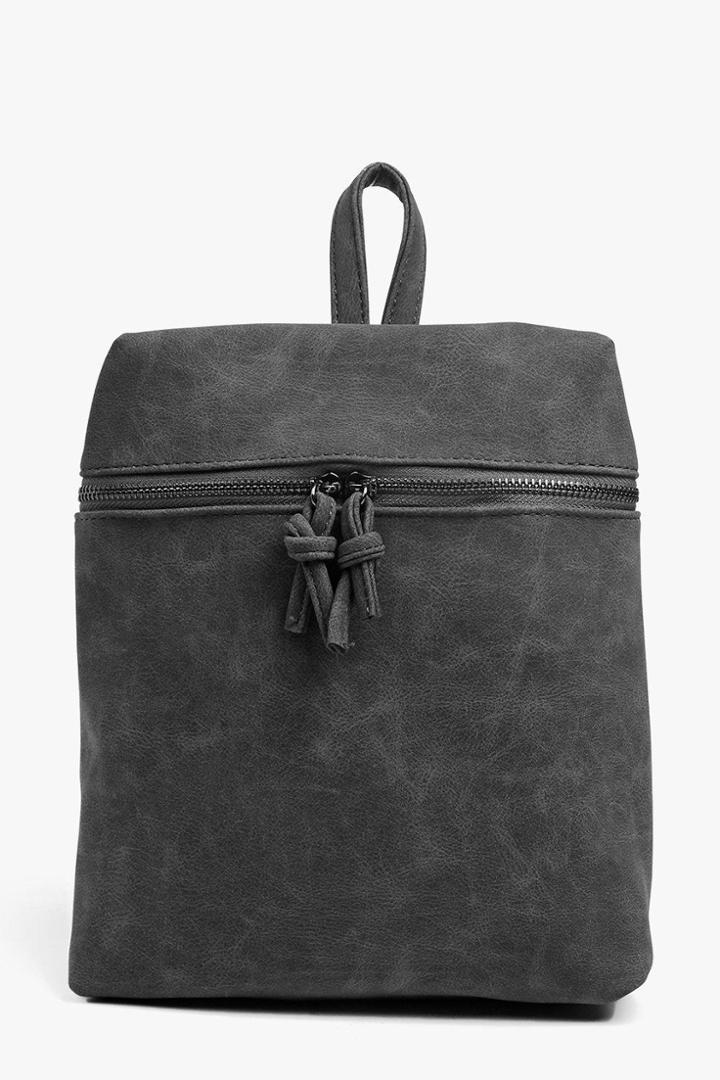 Boohoo Charlotte Zip Detail Backpack Black