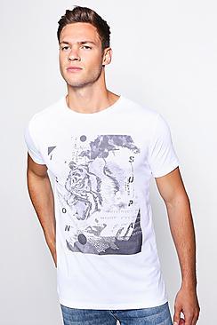 Boohoo Longline Tiger Print T-shirt