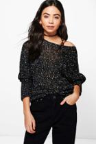 Boohoo Connie Popcorn Knit Jumper Black