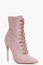 Boohoo Phoebe Lace Up Pointed Toe Shoe Boot