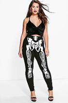 Boohoo Plus Laura Skeleton Printed Halloween Legging