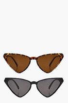 Boohoo 2 Pack Triangular Cat Eye Sunglasses