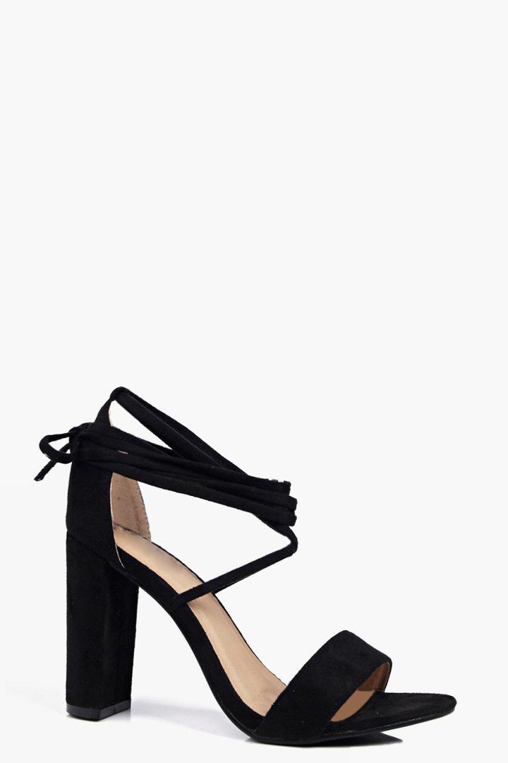 Boohoo Emma Wrap Strap Block Heel Sandal Black