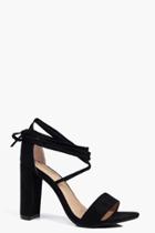Boohoo Emma Wrap Strap Block Heel Sandal Black