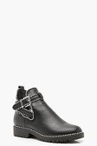 Boohoo Stud Trim Chelsea Cut Work Chunky Boots