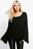 Boohoo Eliza Lace Up Woven Long Sleeve Top