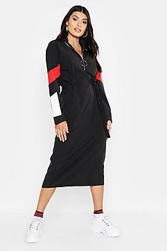 Boohoo Woven Funnel Neck Midi Dress