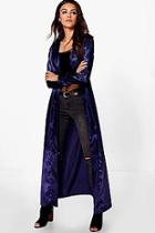 Boohoo Olivia Shawl Collar Belted Silky Duster