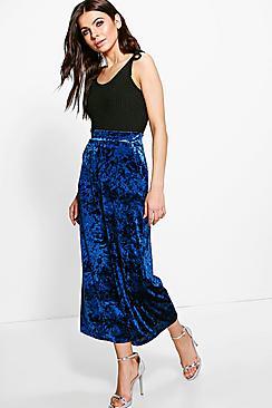 Boohoo Willow Crushed Velvet Wide Leg Culottes