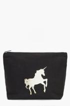 Boohoo Unicorn Foil Print Make Up Bag Black
