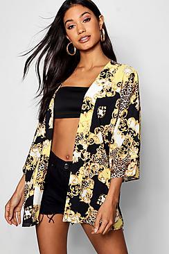 Boohoo Lauren Leopard Chain Print Midi Kimono