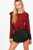 Boohoo Maisie Frill Front Woven Top