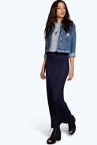 Boohoo Tall Helena Jersey Maxi Skirt Navy