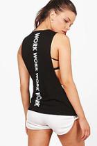 Boohoo Bella Fit Work Slogan Running Vest