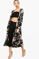 Boohoo Megan Belted Maxi Floral Kimono