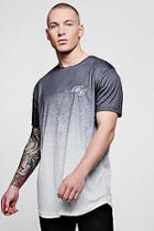 Boohoo B&m Ombre Longline Curve Hem T-shirt