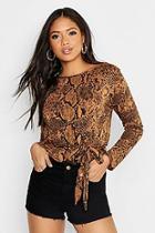 Boohoo Tall Snake Print Belted Top