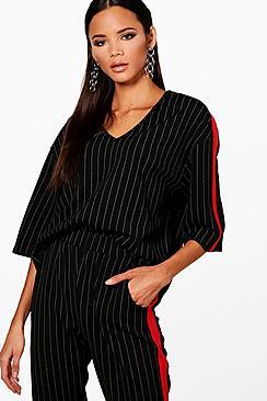 Boohoo Jade Pinstripe Sport Stripe Top
