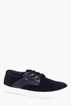 Boohoo Suedette Lace Up Plimsoll Navy