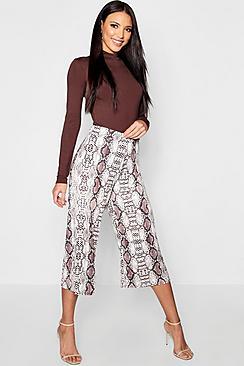 Boohoo Snake Print Slinky Culottes