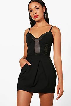 Boohoo Crepe Pleat & Pocket Mini Skirt