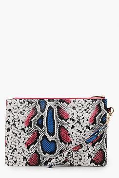 Boohoo 80's Faux Snake Ziptop Clutch