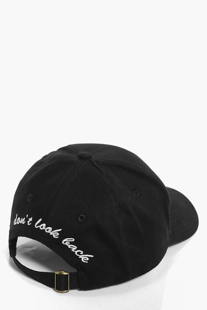 Boohoo Kayla Don't Look Back Slogan Baseball Cap Black