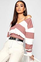 Boohoo Stripe Oversized Crop Sweater