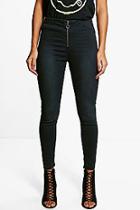 Boohoo Eloise Zip Front Skinny Jeans