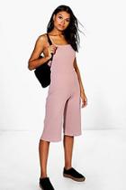 Boohoo Sarah Strappy Ribbed Culotte Jumpsuit