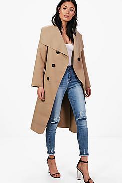 Boohoo Jessica Double Breasted Wool Look Coat