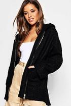 Boohoo Petite Textured Hooded Chuck On Coat