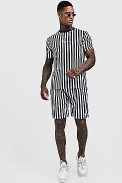 Boohoo Man Signature Stripe Short Set