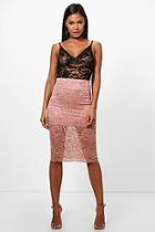 Boohoo Leah Basic Lace Midi Skirt