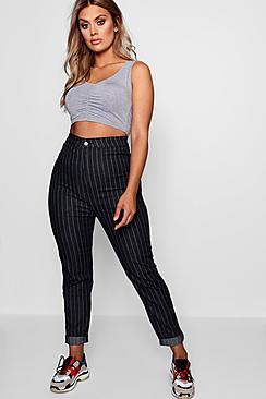 Boohoo Plus Emily Stripe Tube Skinny Stretch Jean