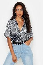 Boohoo Woven Croc Resort Shirt