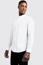 Boohoo Cotton Poplin Grandad Shirt In Long Sleeve