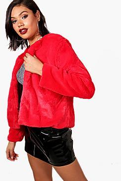 Boohoo Alana Crop Faux Fur Coat