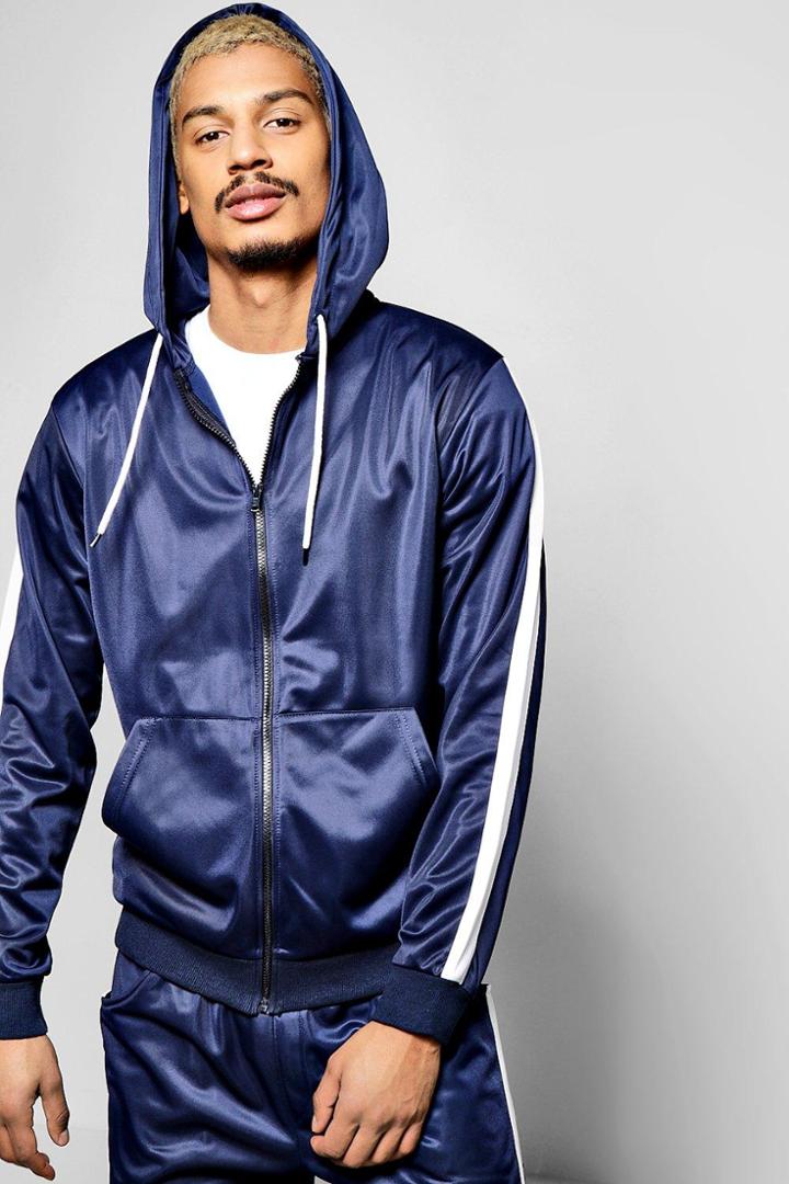 Boohoo Zip Through Top Navy