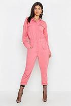Boohoo Pink Utility Denim Boiler Suit
