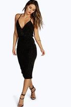 Boohoo Kate Strappy Wrap Metallic Midi Dress