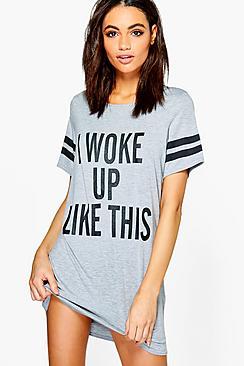 Boohoo Tia 'i Woke Up Like This' Sleep Tee