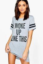 Boohoo Tia 'i Woke Up Like This' Sleep Tee