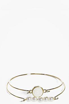 Boohoo Katherine Pearl And Plain Bracelet 2 Pack