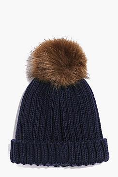 Boohoo Maria Oversize Faux Fur Pom Beanie